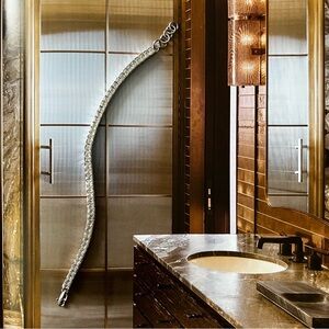 Square Princess Diamond Zirconia Tennis Bracelet 925 Sterling Silver Rhodium